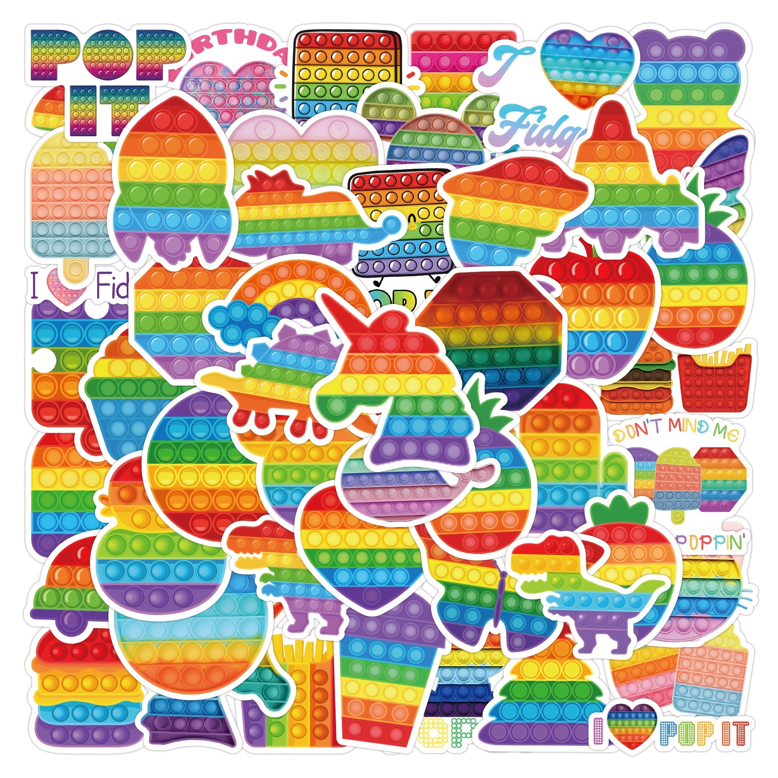 Rainbow Pop It Water Bottle Labels