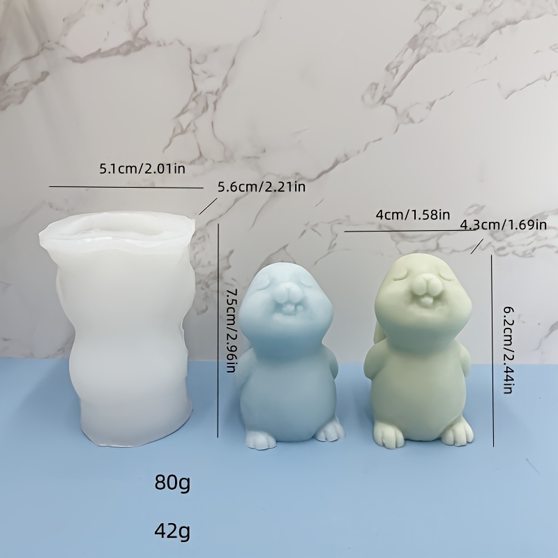 Image of Internet-famous Squinting Cube Silicone Mold, Diy Squinting Rabbit Handmade Plaster Candle, Car Air Freshener Candle Silicone Mold