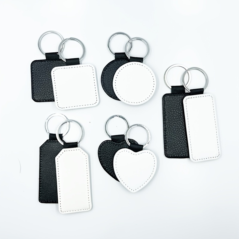 20pcs Sublimation Blanks Keychain Artificial Leather Keychain DIY