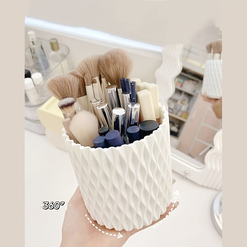 TEMU 360° Rotating Makeup Brush Storage Box For Desktop Storage Of Makeup, Eyebrow Pencils, And Lipsticks