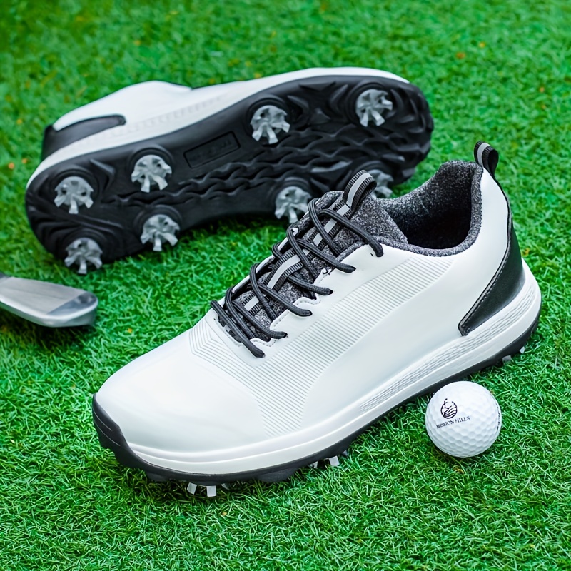 professional mens golf shoes with non slip spikes for lightweight and solid sports training