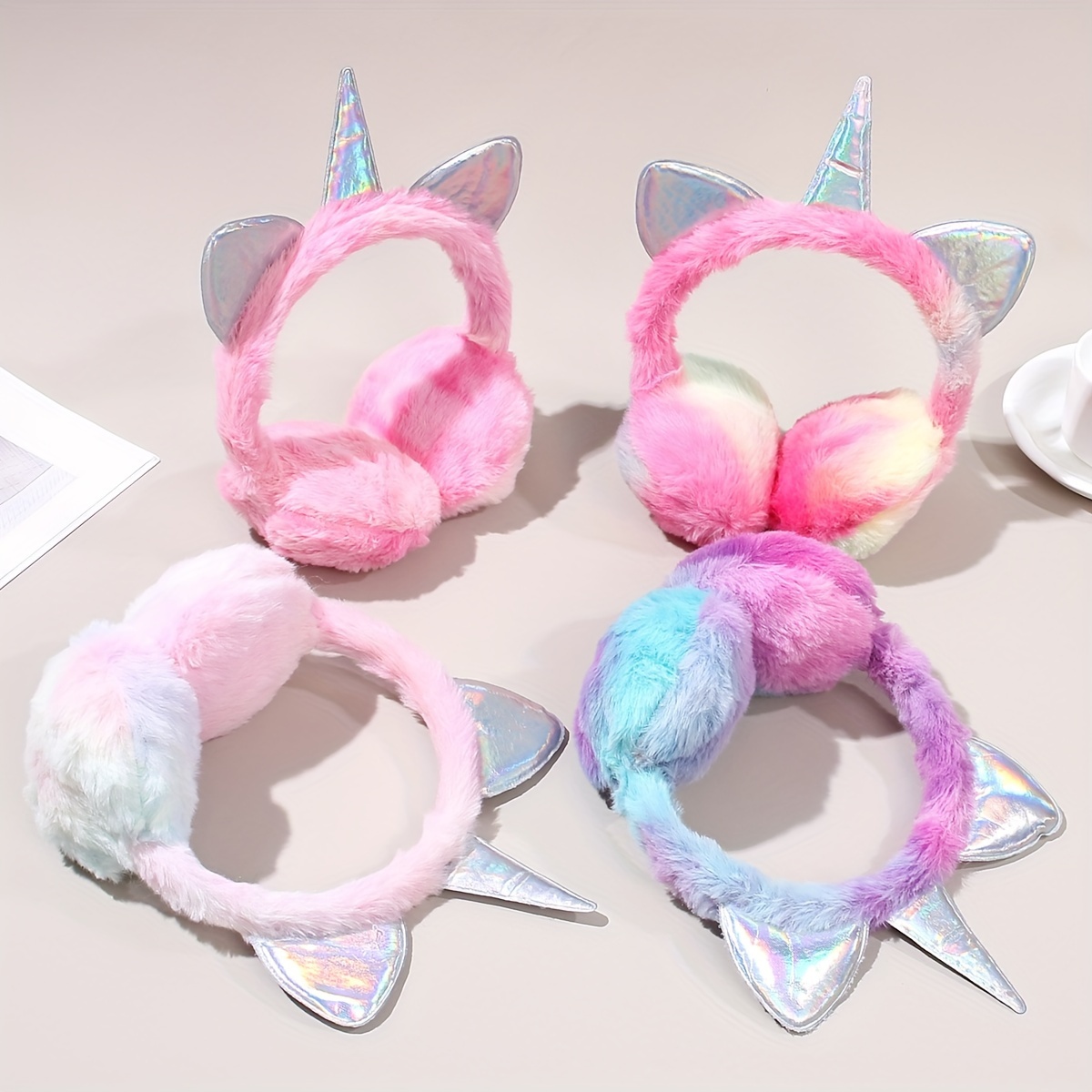

1pc Winter Unicorn Earmuffs Warm Ear Covers With Sequins, Cute Ear Protection Warm And Cold Plush Earmuffs