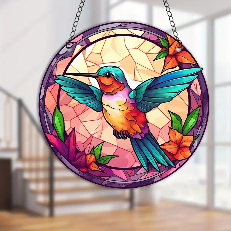 Hummingbird Stained Birds Window Hangings Stained - Temu