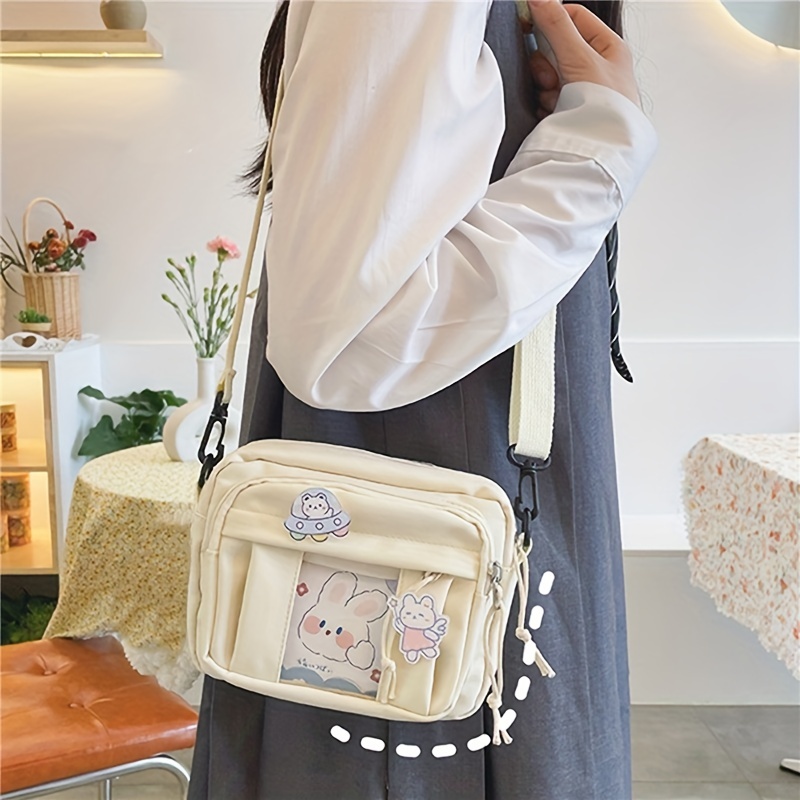 Cute Purse Kawaii Ita Bag Preppy Wallets Japanese Pins Mini Crossbody  Messenger Bag Aesthetic Accessories Stuff (White,Small)