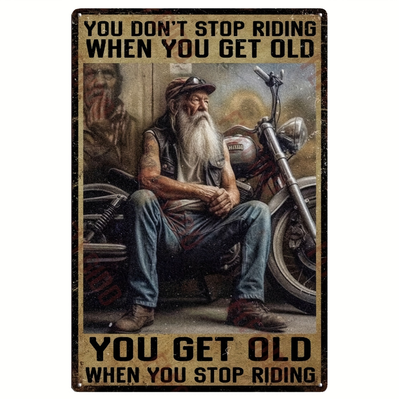 

Metal Tin Sign Motorcycle You Don't Stop Racing When You Get Old Tin Sign For Home Living Room Kitchen Cafe Bar Wall Decor 8x12inch