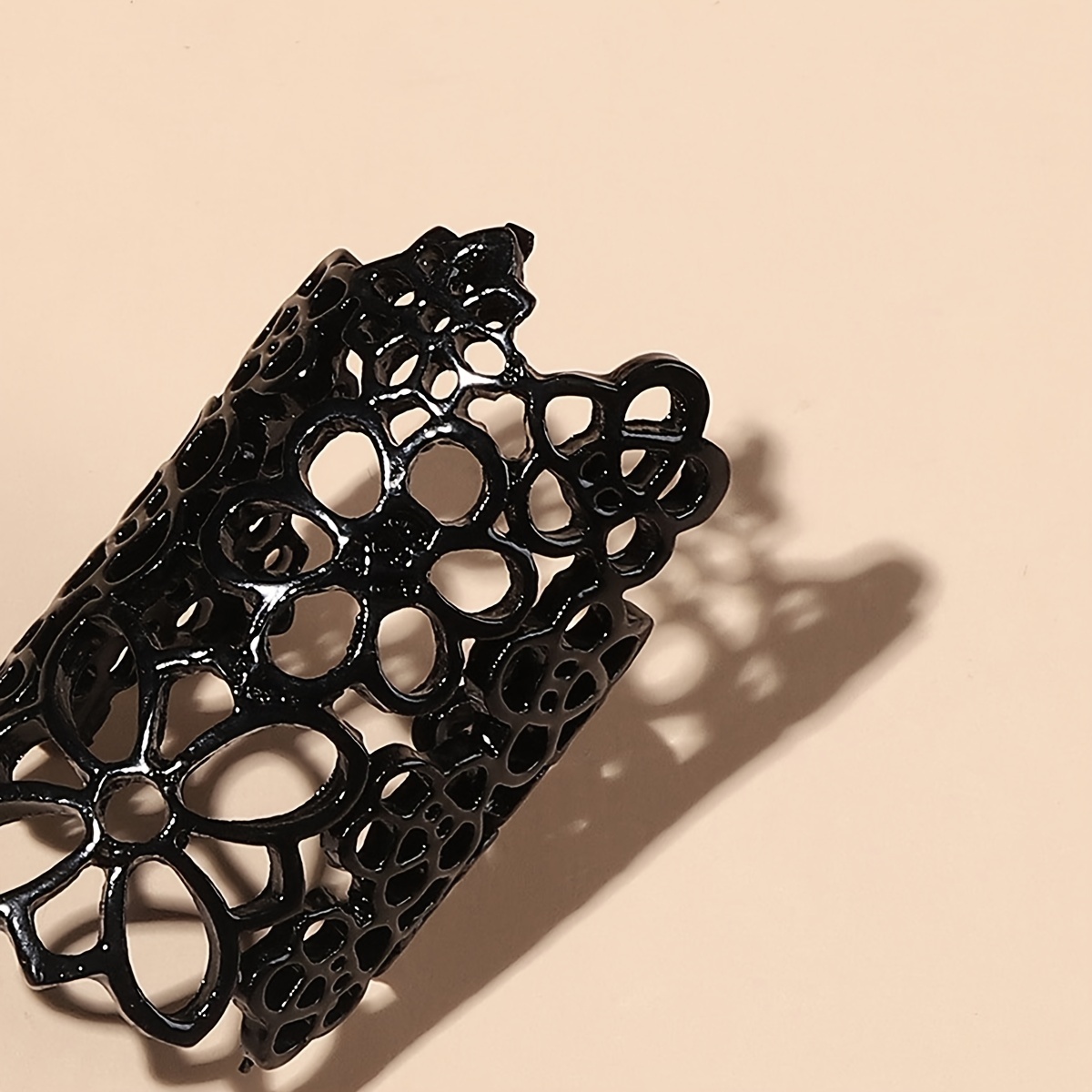 Exaggerated Long Hollow Open Ring, Silver Plated Adjustable Ring
