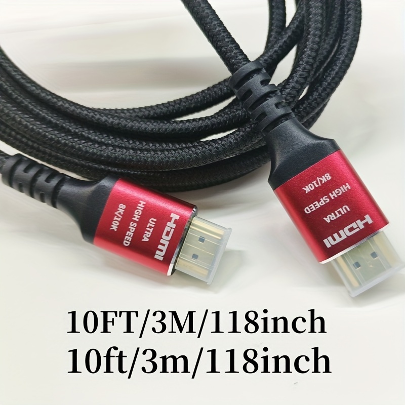 10ft (3m) HDMI 2.1 Cable 8K - Certified Ultra High Speed HDMI Cable 48Gbps  - 8K 60Hz/4K 120Hz HDR10+ eARC - Ultra HD 8K HDMI Cable 