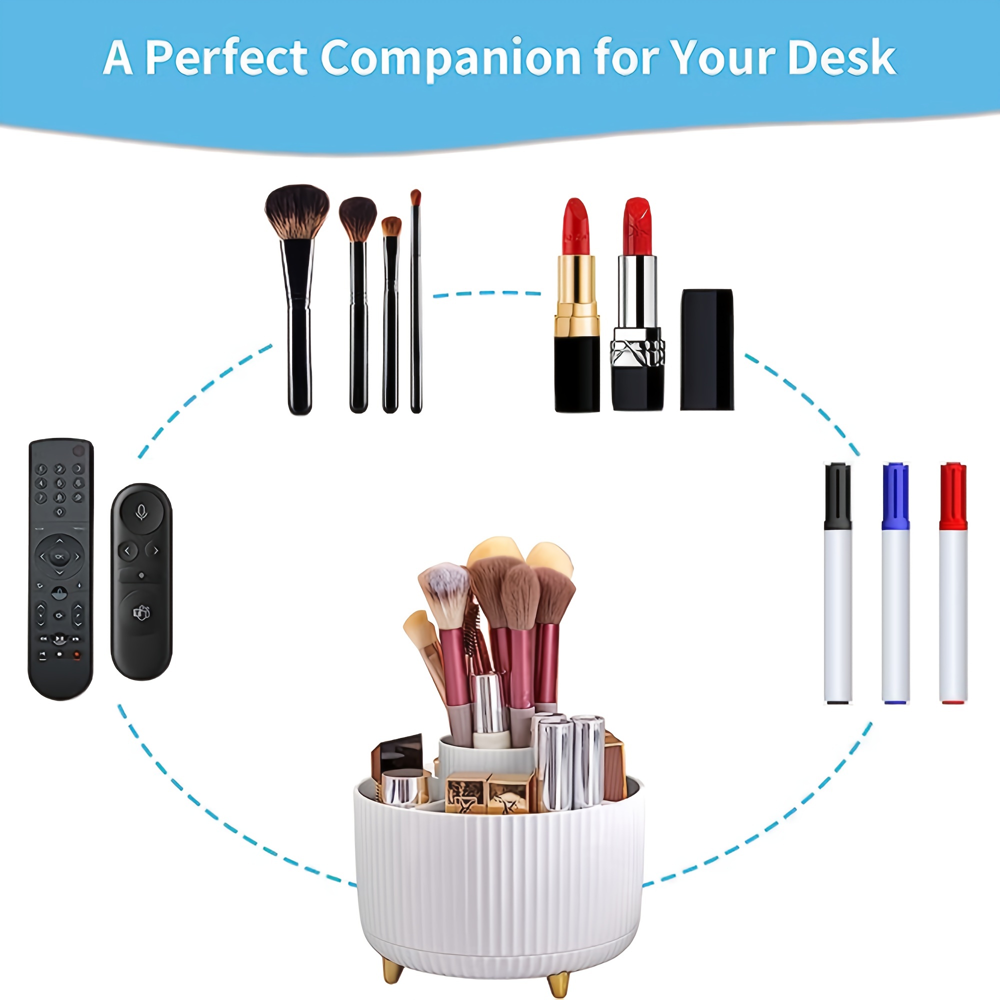 Marbrasse Desk Organizer, 360-Degree Rotating Pen Holder for Desk, Desk  Organizers and Accessories with 5 Compartments Pencil Organizer, Art Supply