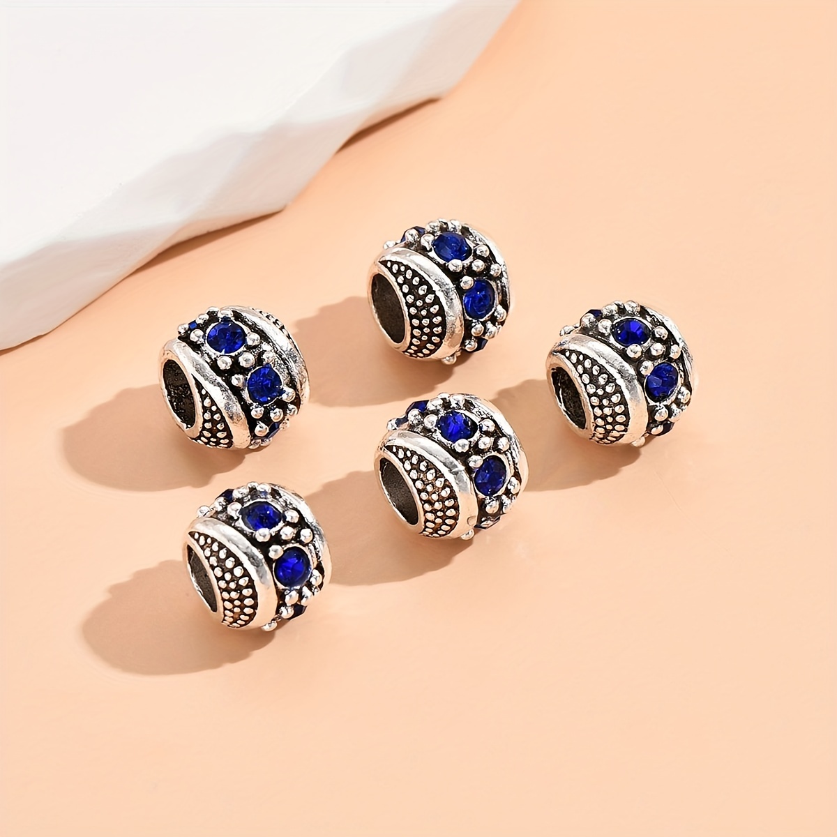 Simple And Versatile Charms Blue Dot Rhinestone Beads For - Temu