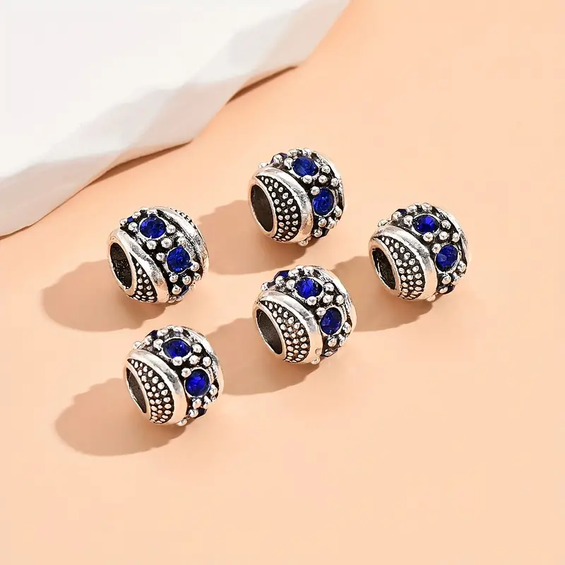 Simple And Versatile Charms Blue Dot Rhinestone Beads For - Temu