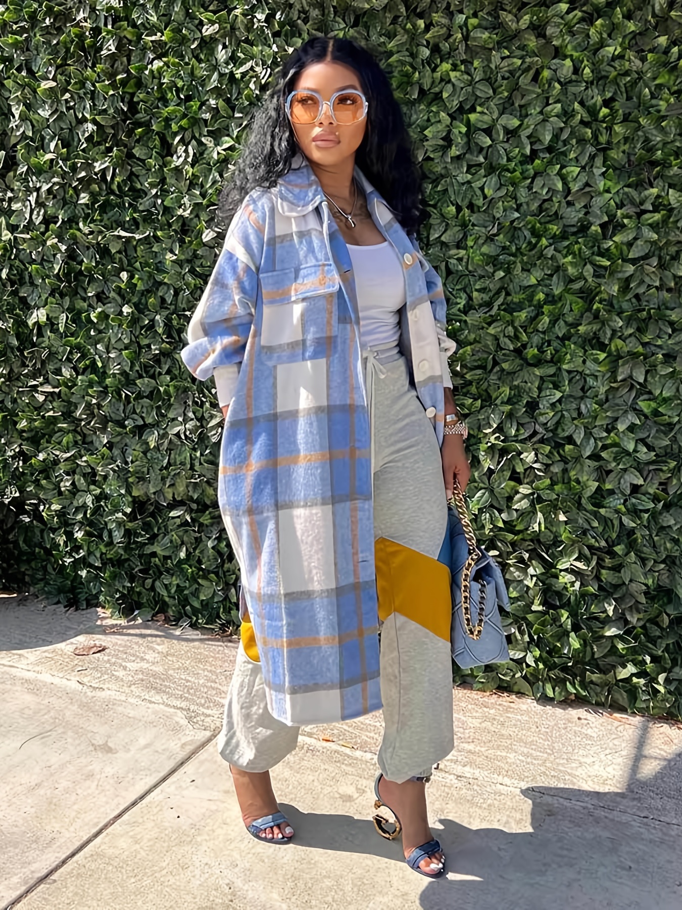 Plaid duster outlet coat