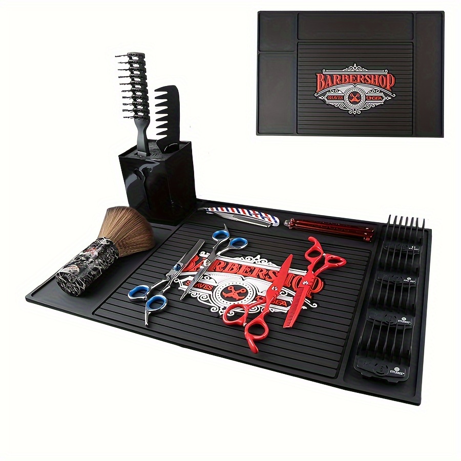 

Hairdressing Tools Display Mat Non-slip Table Mat Professional Barber Clipper Mat Styling Station Pad Barber Workstation Mat Storage Pad