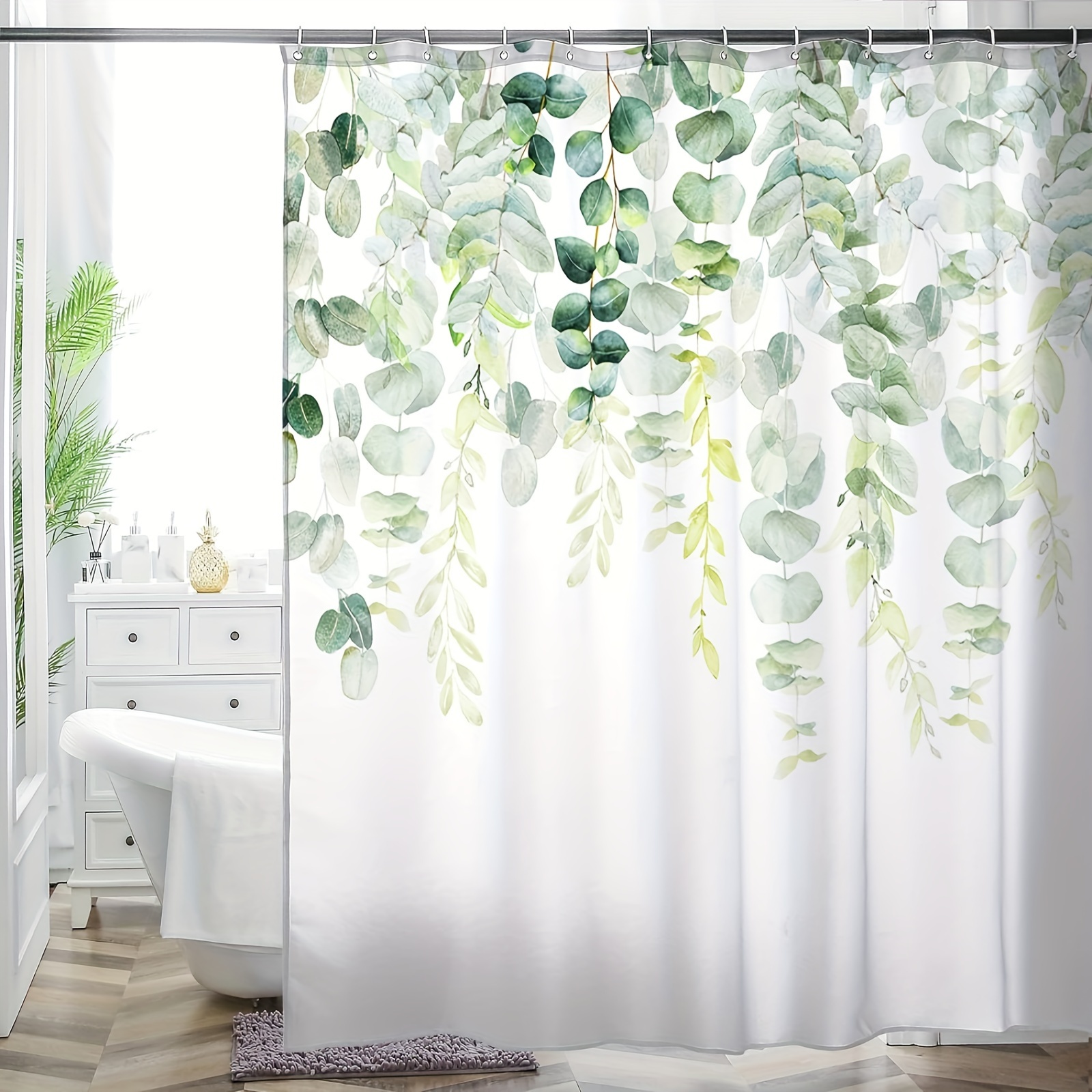 Comprar Cortina de ducha antimoho impermeable de planta verde, cortina de  baño con impresión Digital sin perforaciones, cortina impermeable para  ducha