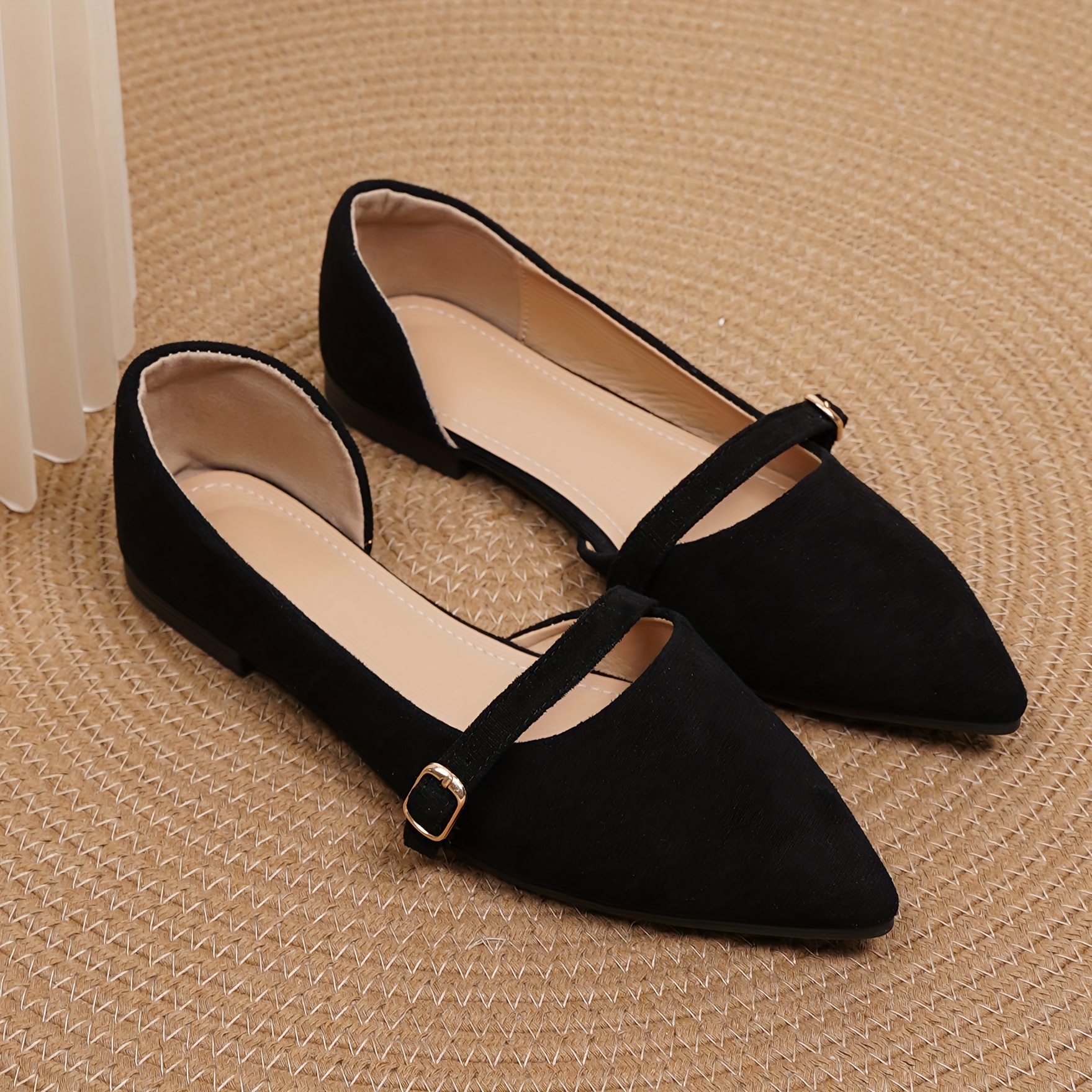 Women's Side Cutout Pointed Toe Flat Shoes, Ladies' Large Size Open Toe  Slip-on Sandals For Outdoor