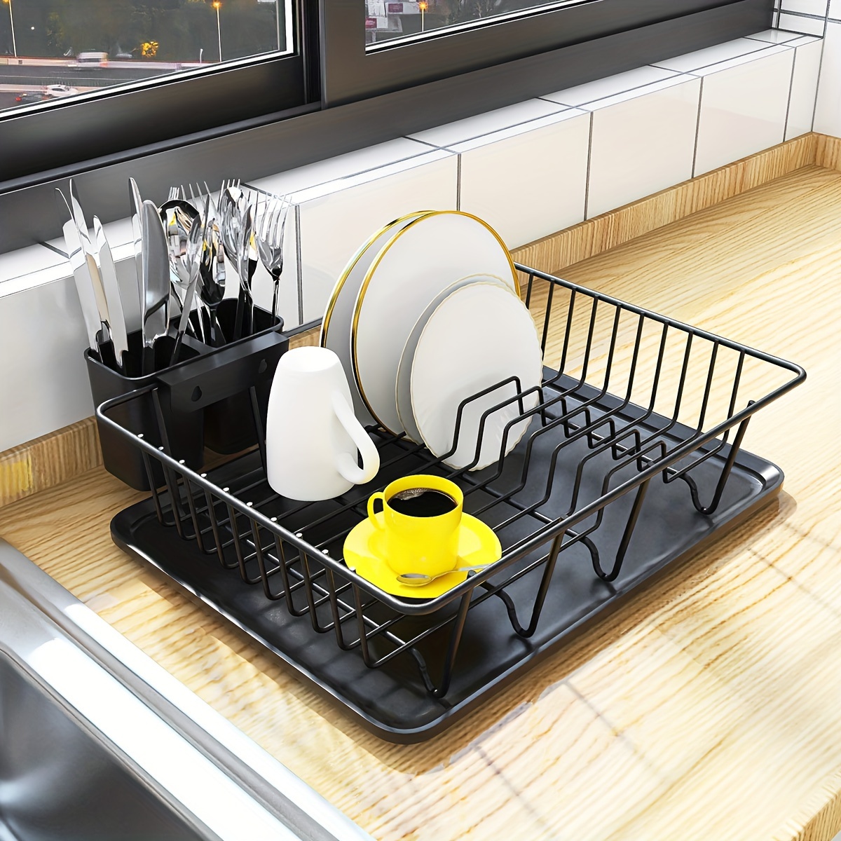  Home Magician 2 Tier Dish Drying Rack with Drain