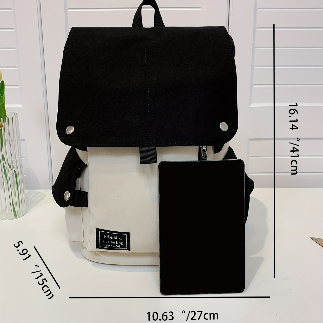 Casual Colorblock Backpack School Flap Daypack All Match Book Bag