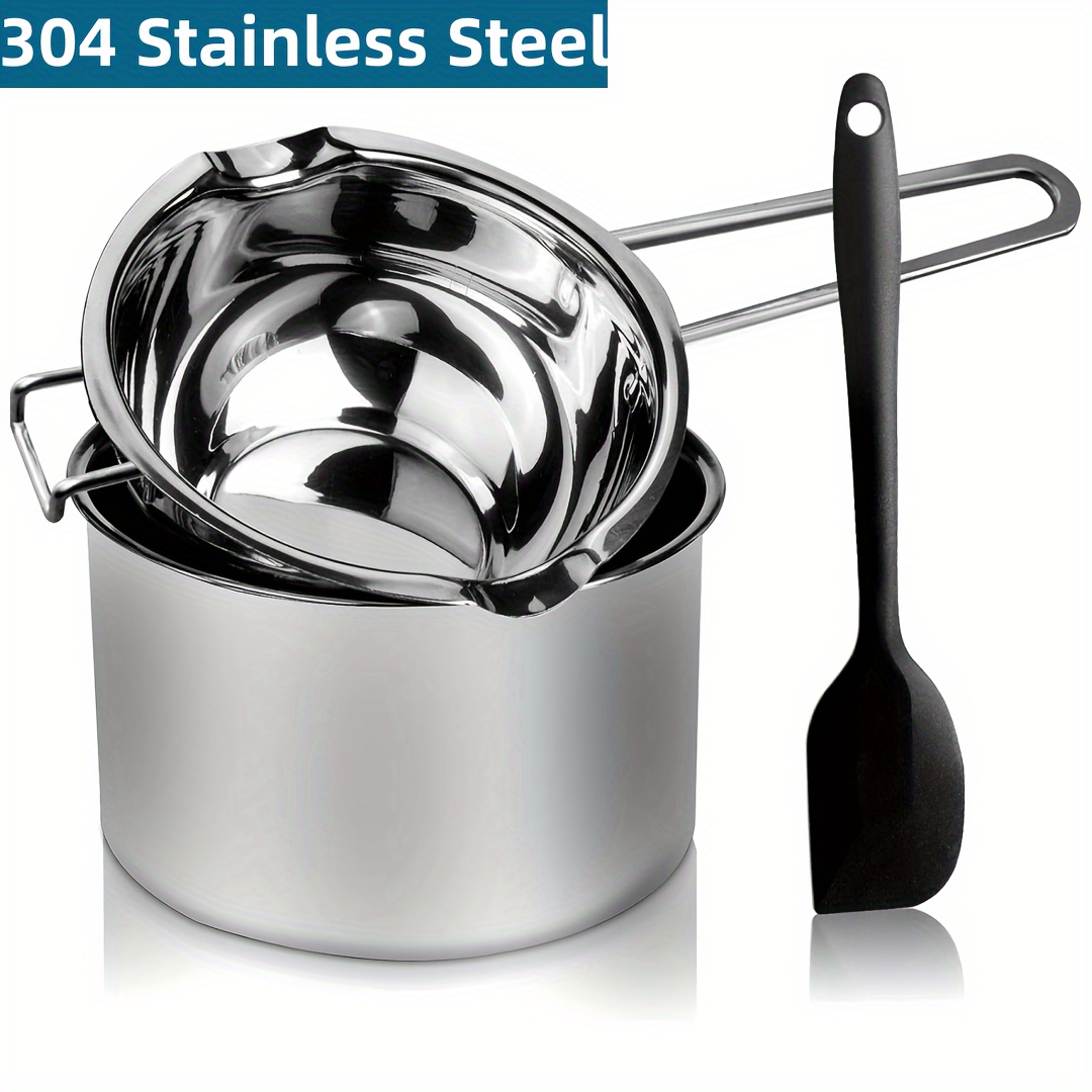 Double Boiler Pot Set For Diy Candle Making, 304(18/8)stainless Steel  Melting Pot With Silicone Spatula For Melting Chocolate, Soap, Wax, Candle  Making (20.29oz And 54.1oz), Today's Best Daily Deals