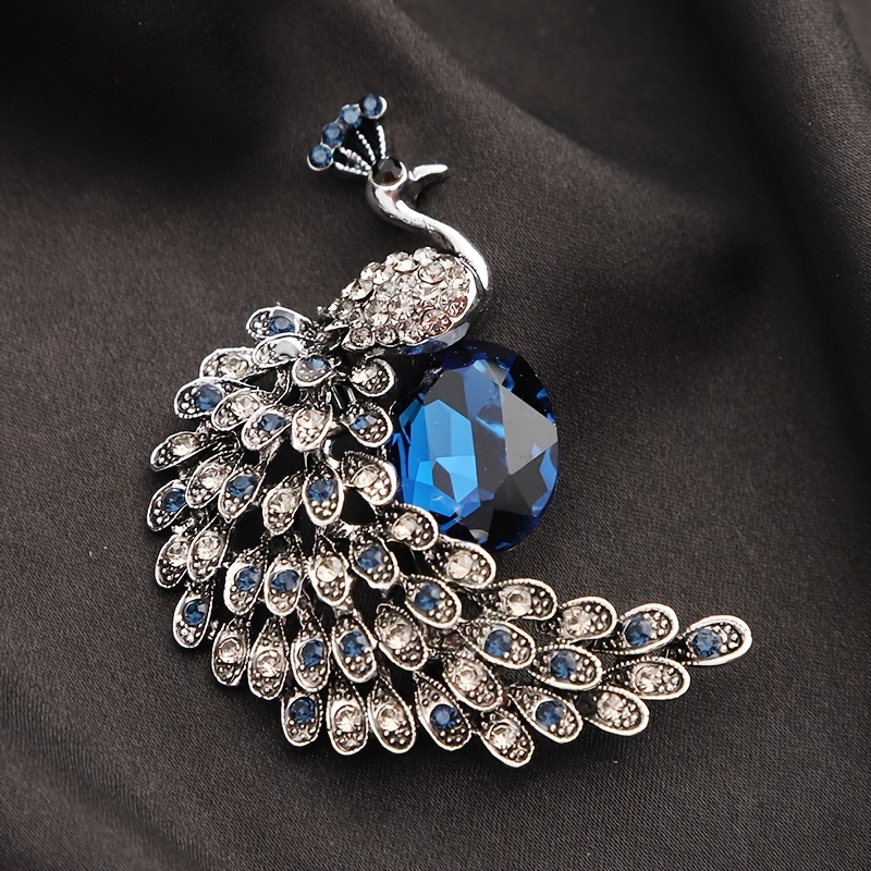 Jewelry, Womens Peacock Rhinestone Brooches Blue Corsage Scarf Clips For  Women Girls