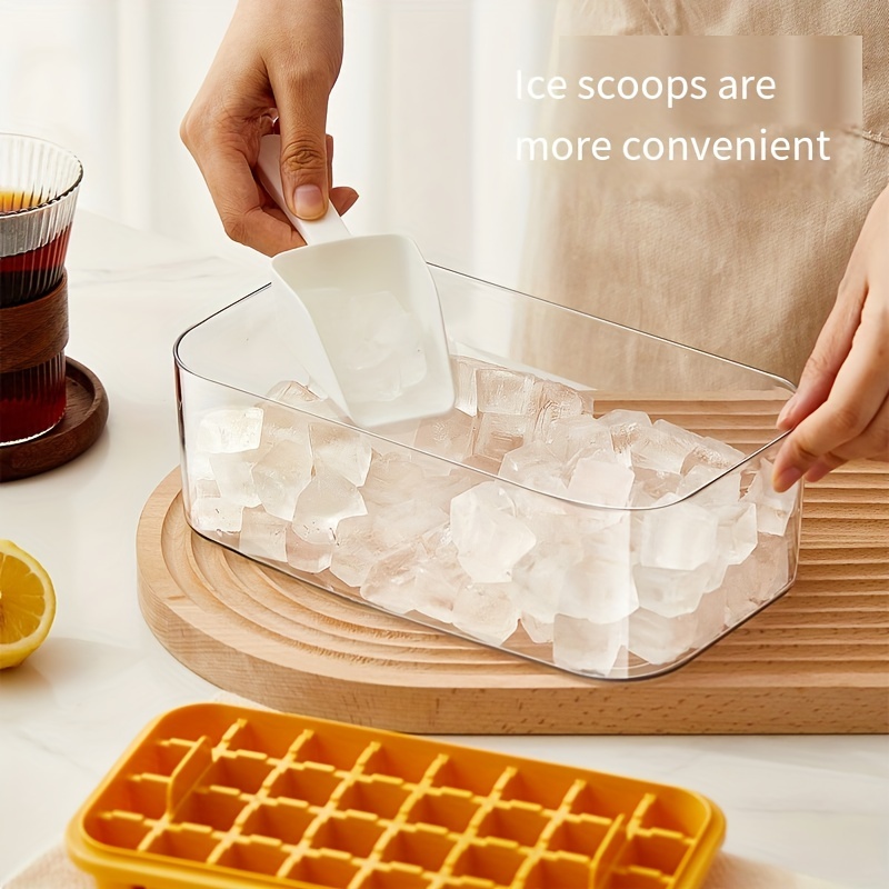 Ice Cube Tray with Lid and Bin, 64 pcs Ice Cubes Molds, One Button