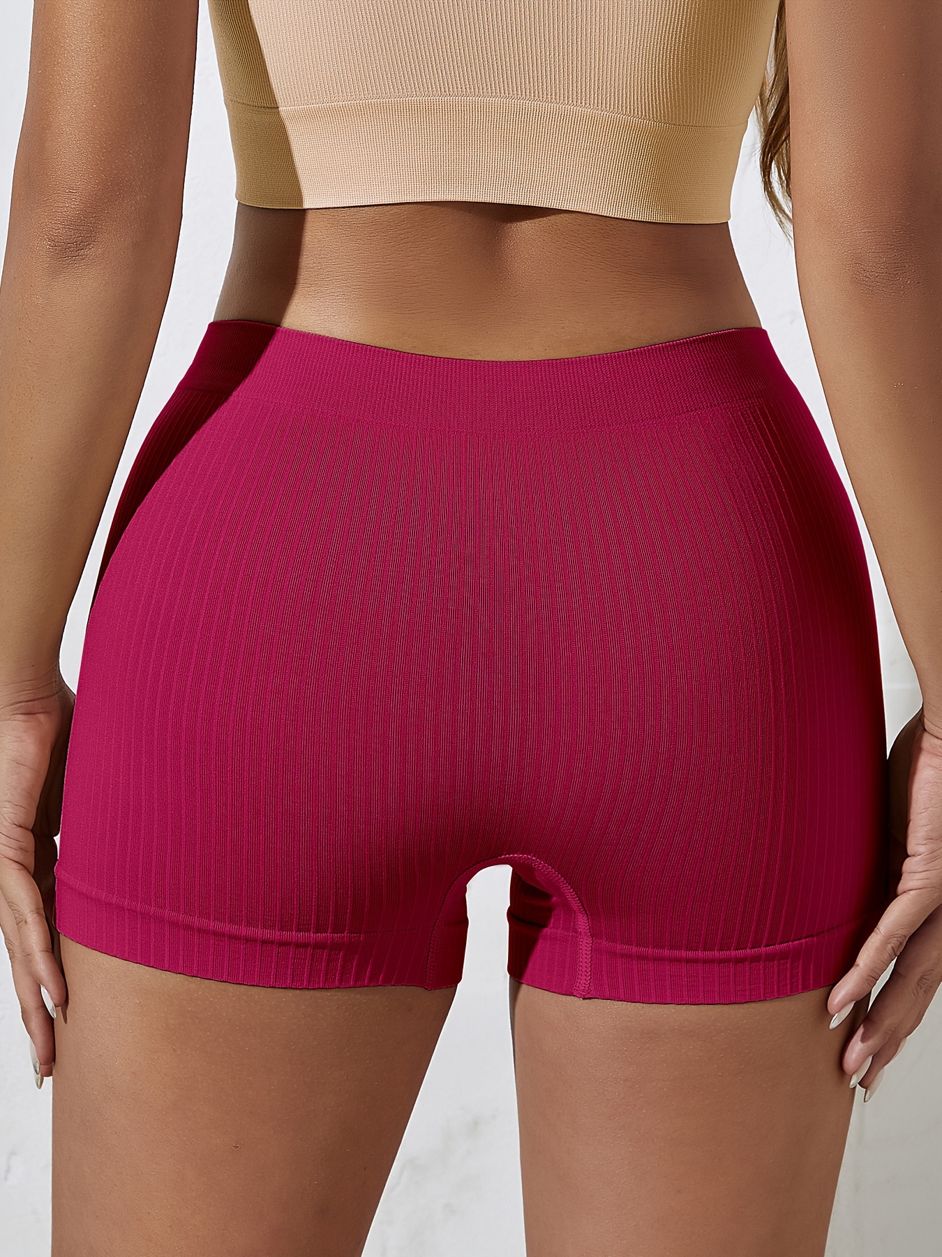 Simple Ribbed Boyshort Panties Soft Comfy Stretchy - Temu