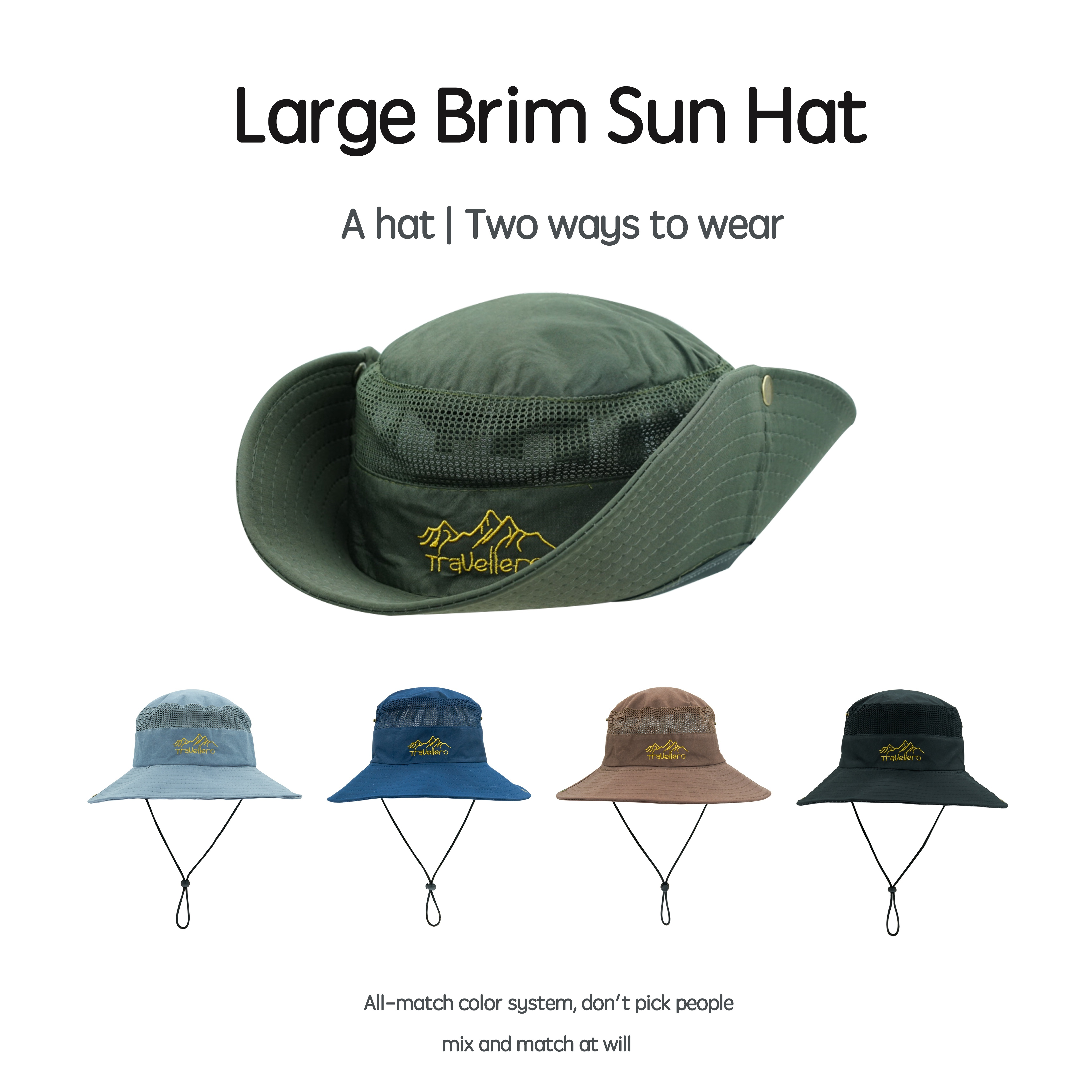 Hiking Drawstring Travel Fishing Fisherman Hat Bucket cap Men Cap Sun Hat 