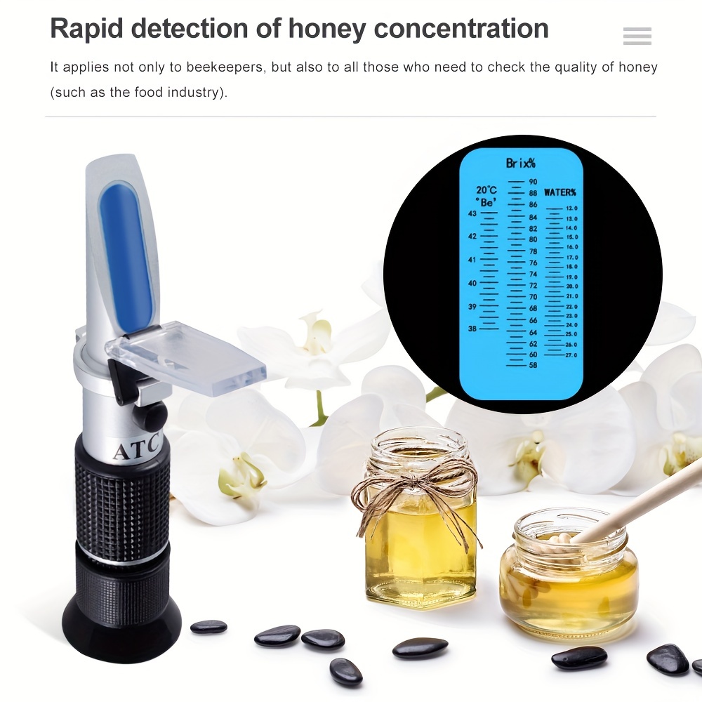 Réfractomètre manuel miel 58%-90% sucre, 12%-27% eau