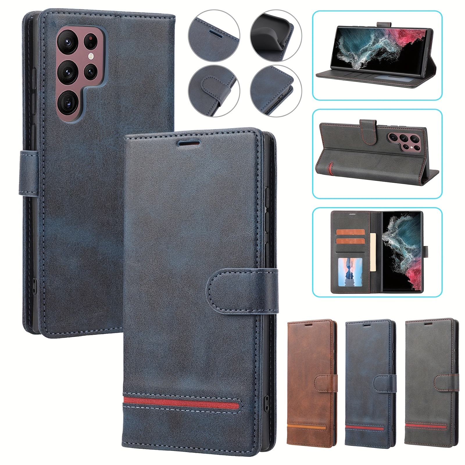 Business Leather Wallet Case for Samsung Galaxy S23 S22 Ultra