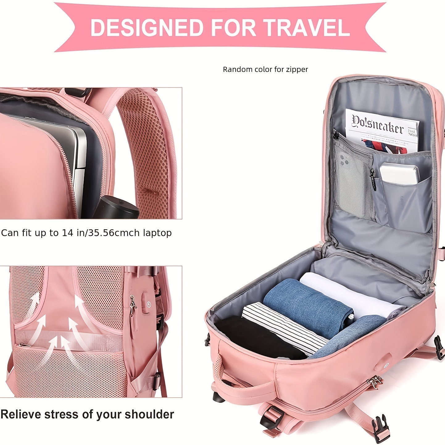 Large Capacity Minimalist Backpack Solid Rucksack