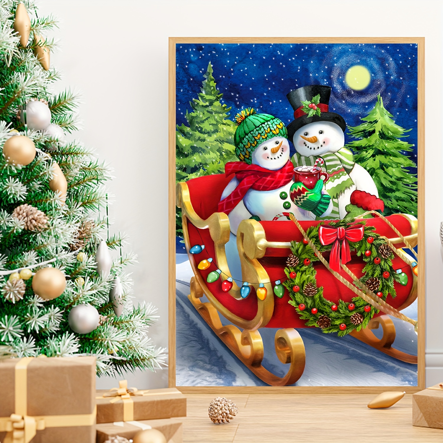 Christmas Night Diamond Painting Kits For Adults snowman Diy - Temu