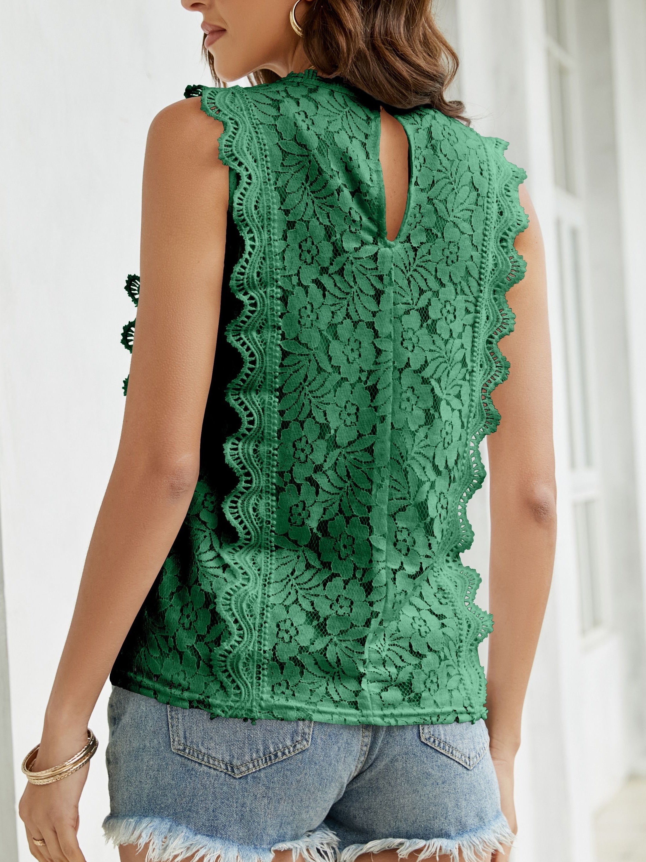 Summer Lace Tank Top V Neck Sleeveless