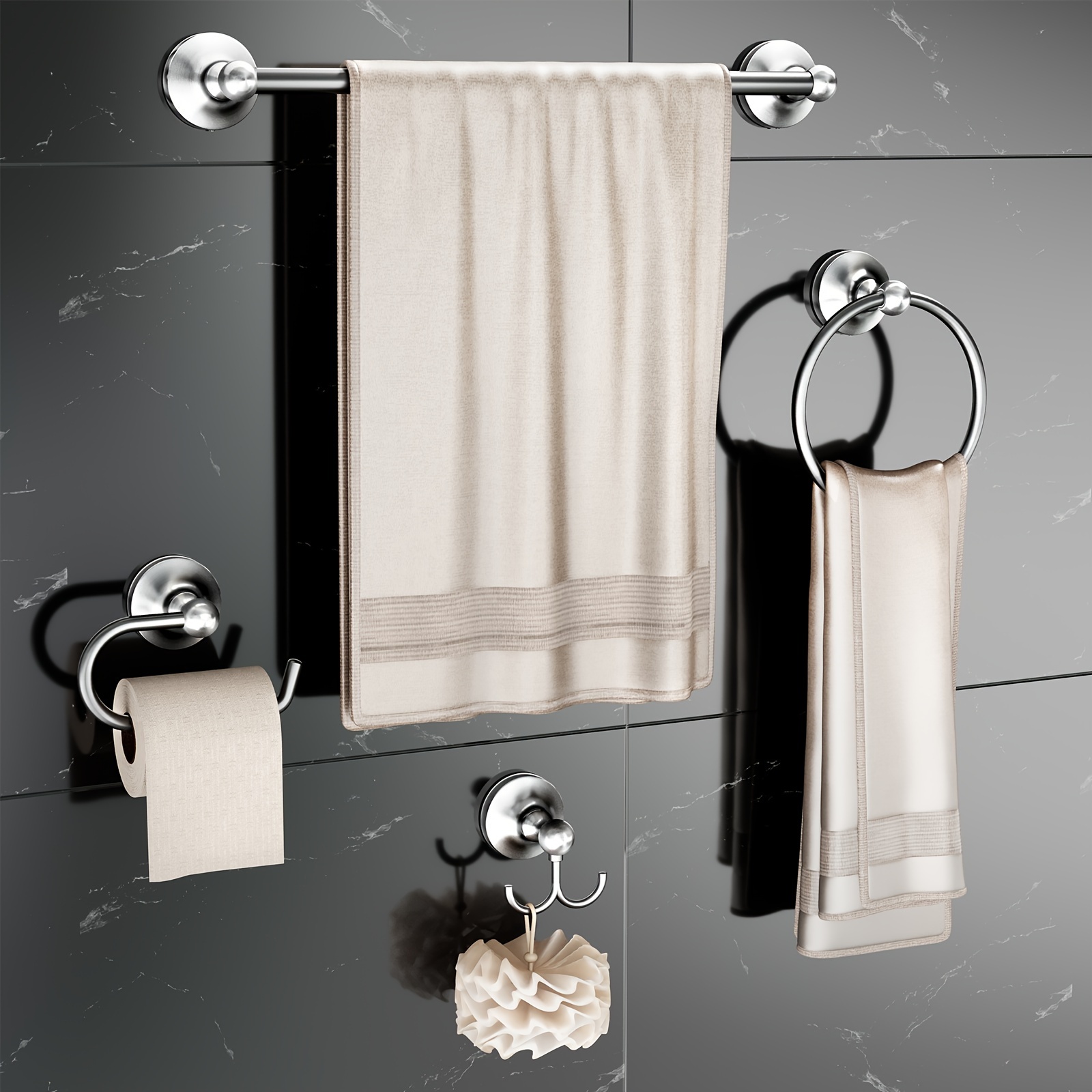 Set accesorios baño sin taladro color negro
