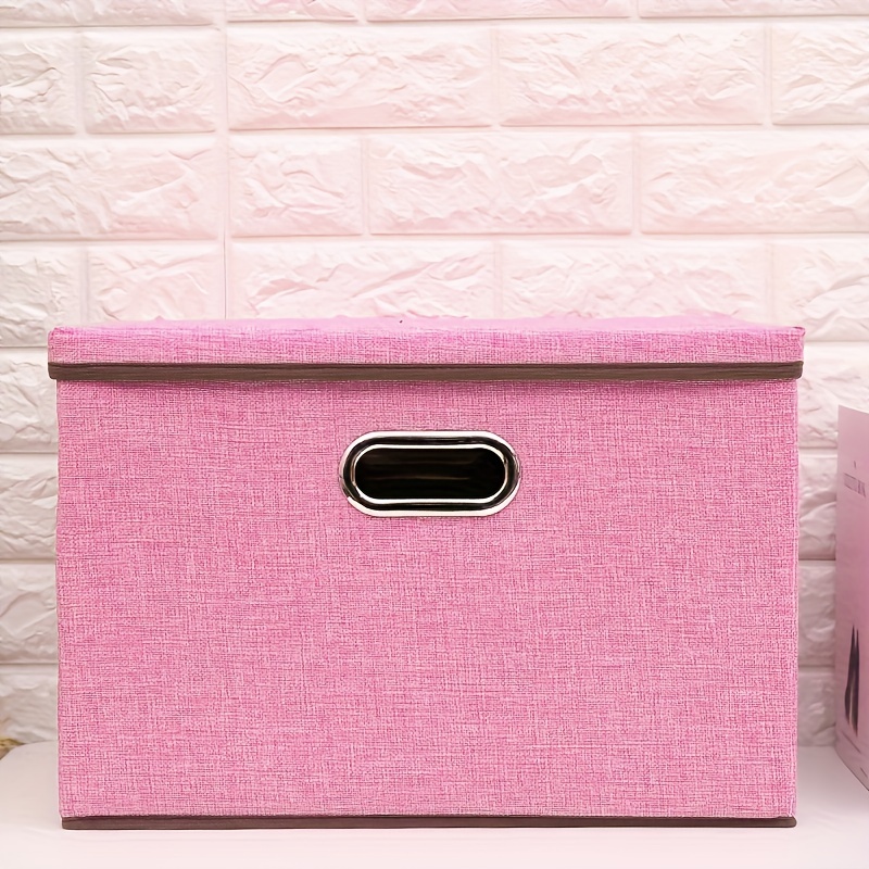 Cubo almacenaje de tela plegable rosa con motas - Librería Carmen