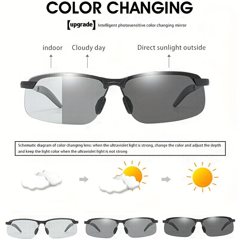 Photochromic Driving Glasses Day and Night 2 in 1 Polarized Sunglasses Anti-Glare UV Protection for Men Women,Temu