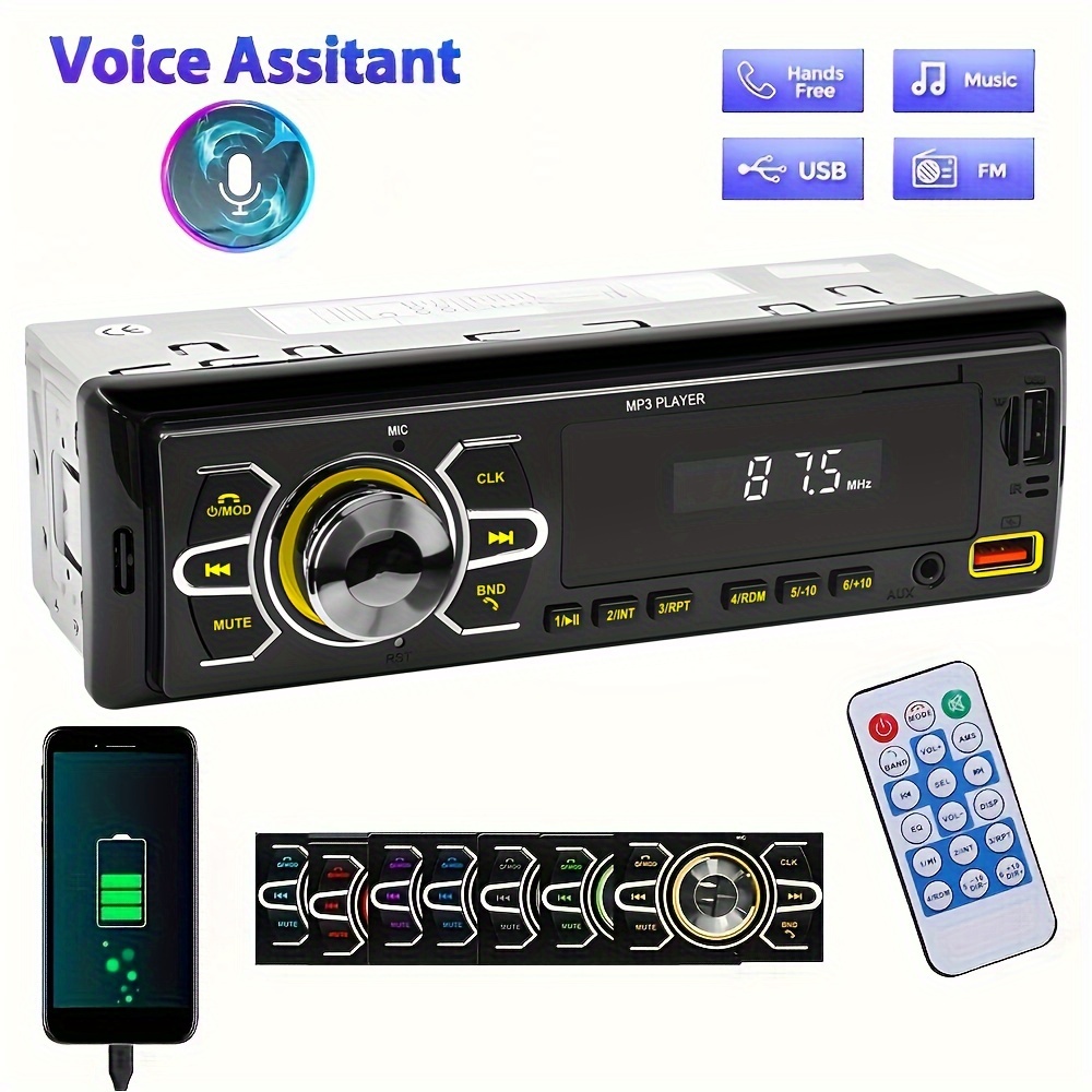 Autoradio Bluetooth, 1 DIN Auto Stereo FM Radio/EQ/USB/TF/SD/AUX -  Unterstützung MP3-Multimedia Audio-Receiver 1 DIN MP3 Player mit  Fernbedienung: : Elektronik & Foto