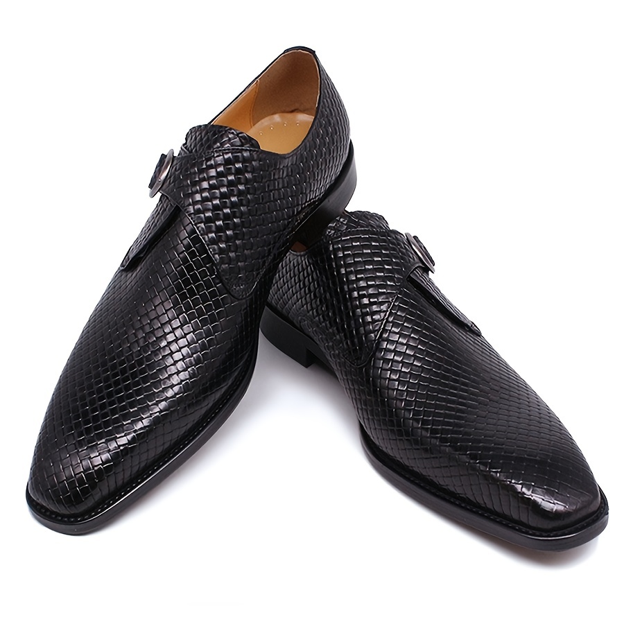 Men's Genuine Leather Monk Strap Buckle Dress Shoes