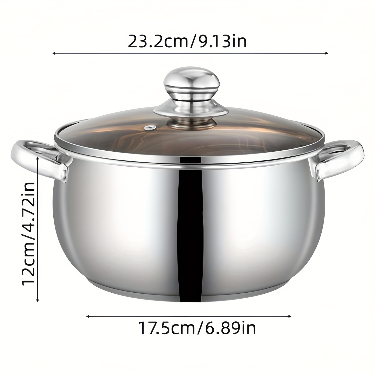 Large Capacity Thickened Stainless Steel Pot,, Dishwasher Safe, Gas Stove  Induction Cooker Can Be Used, Food Can Be Observed Through Glass Cover, Pot  Body With Transparent Glass Cover, With 3 Layers Of