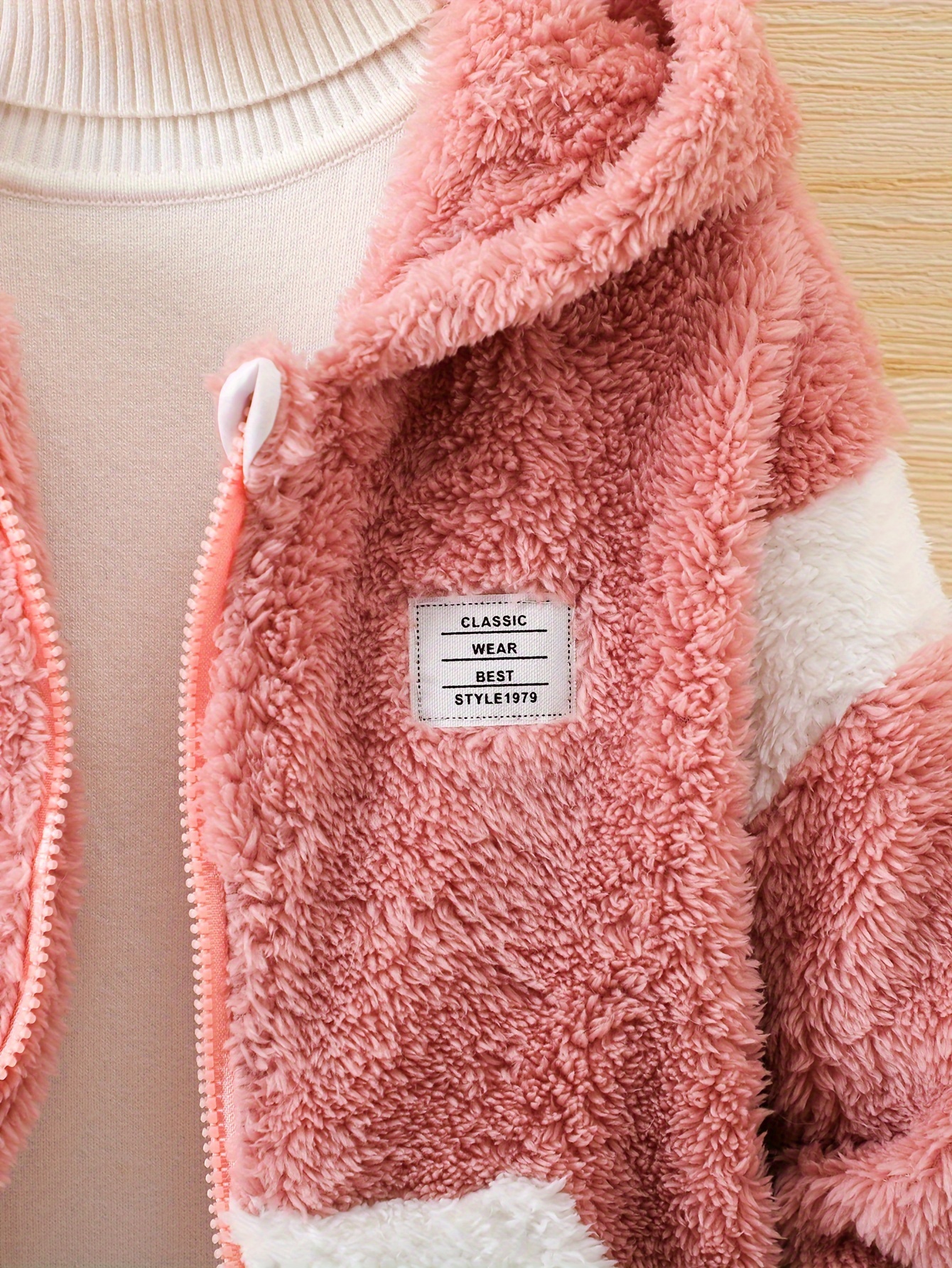 Contrast hood plush teddy coat sale