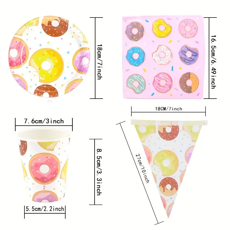 Donut Party Supplies With Donut Plates Cups Napkins Straws - Temu