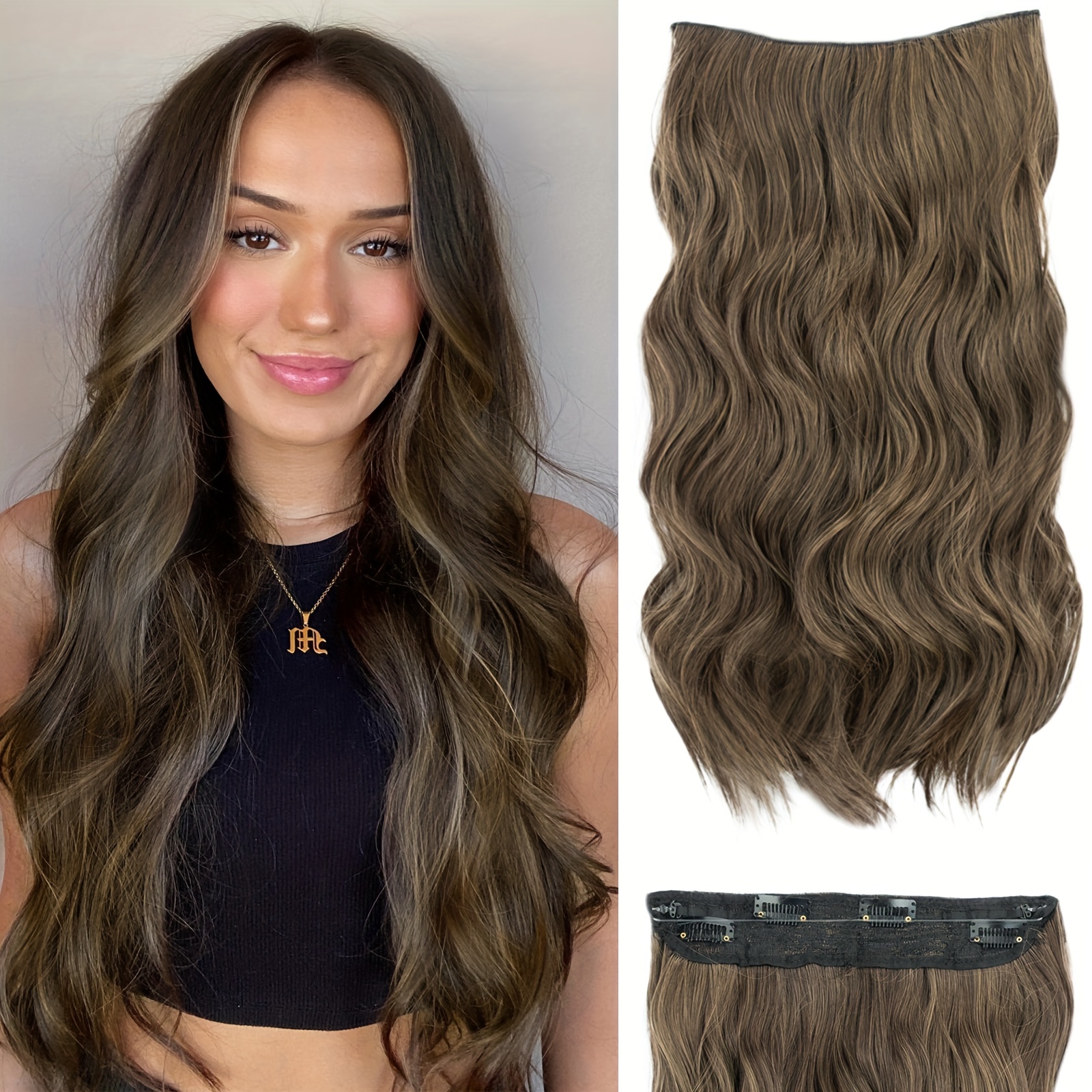 Extensions Invisible Wire Wavy Curly Long - Temu