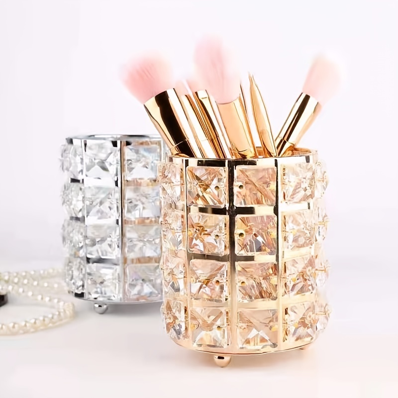 

Stylish Crystal Makeup Brush Holder For Eyebrow Pencil, Lipstick, And More - Perfect For Bedroom And Office Vanity