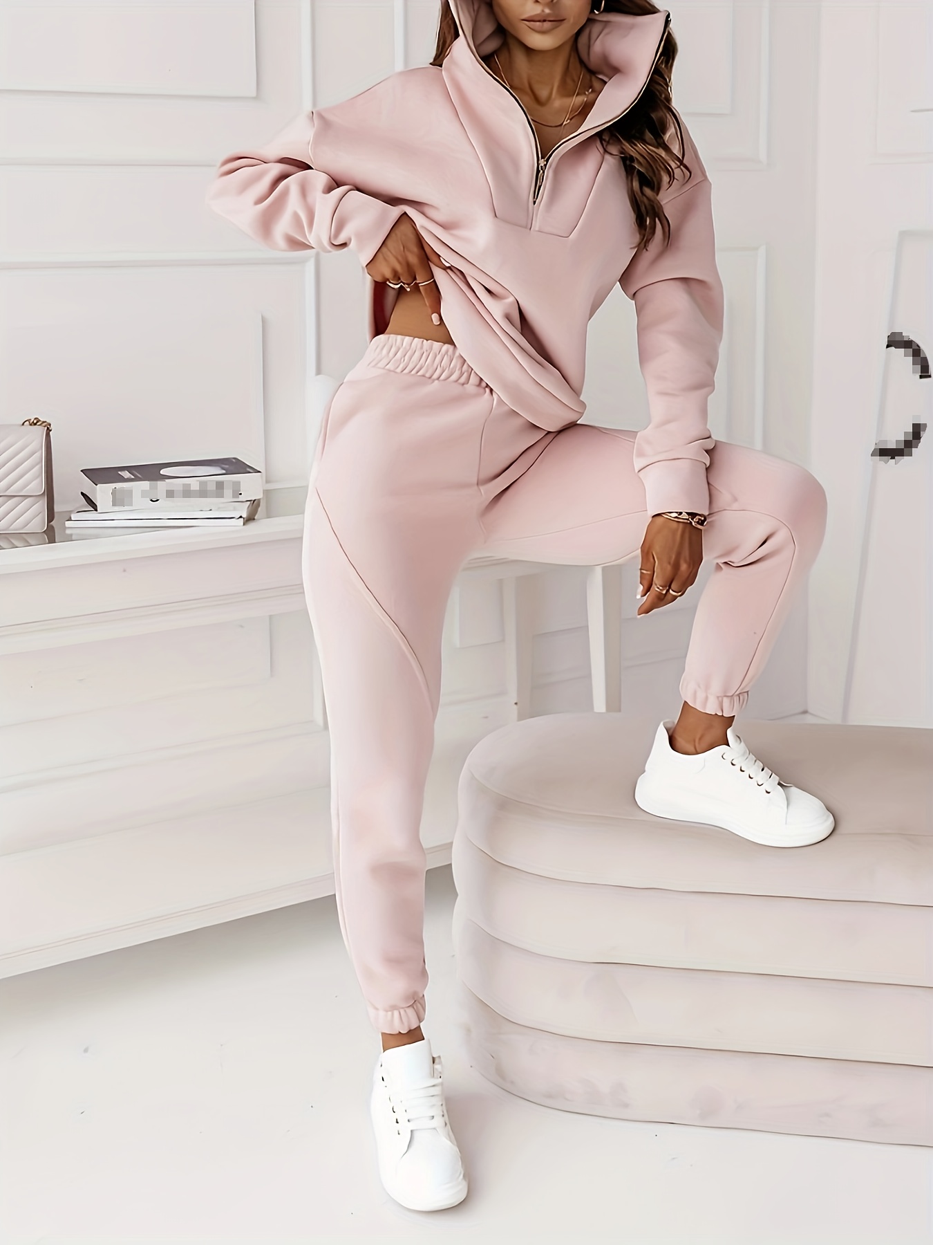 Women's 2 Piece Outfits Sweatsuit solid color Fashion Knitting Lace Fashion  Leisure Suit Two-piece versatile Stylish and casual Set Gray S