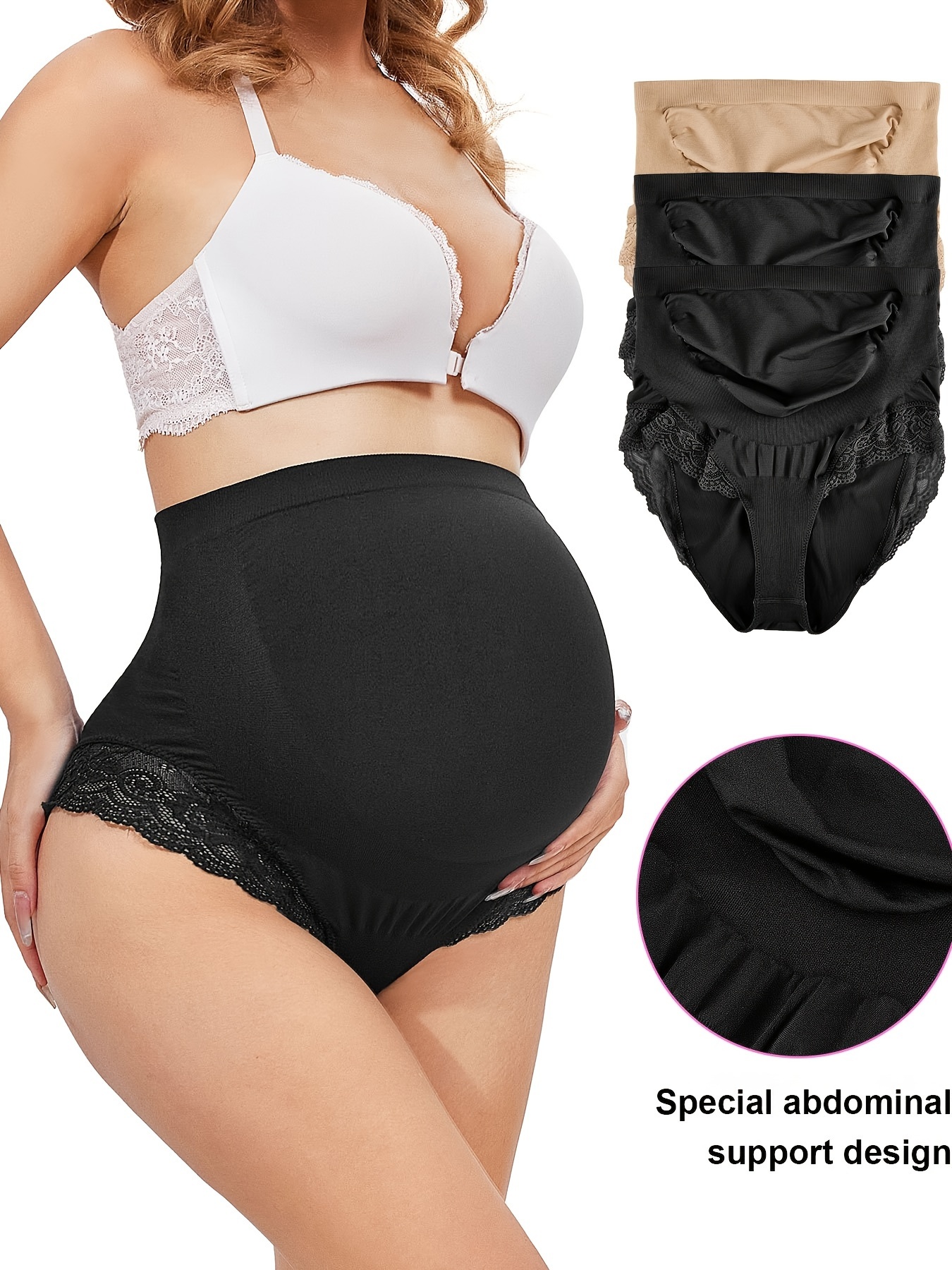 Flmtop Pregnancy Panties High Waist Adjustable Cotton Smile Face Belly Support  Maternity Briefs Underwear for Pregnant Women 
