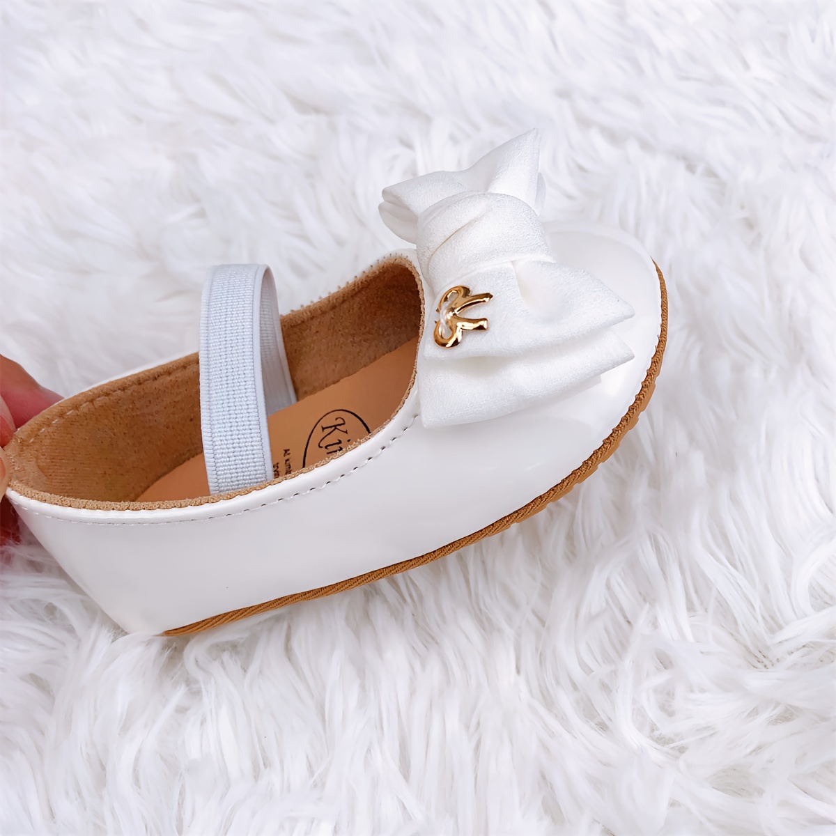 Trendy Elegant Bowknot Mary Jane Shoes For Baby Girls, Comfortable Lightweight Non Slip Soft Flat Sole Shoes For Indoor Outdoor Party, Spring And Autumn