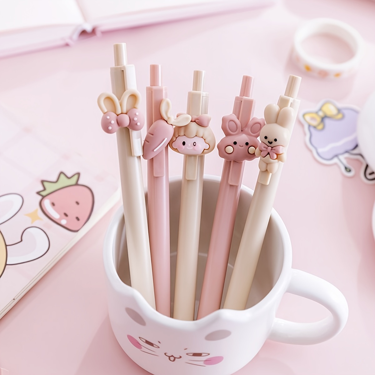 Adorable Rabbit Girl Gel Pens With Black Refill Perfect For - Temu