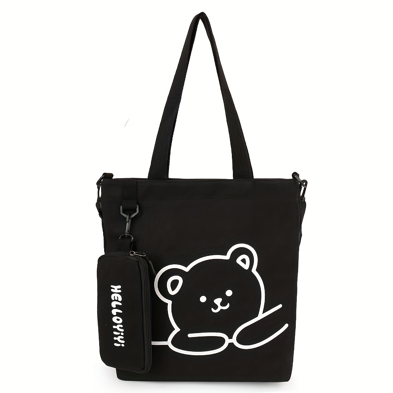 Cartoon Bear Print Shoulder Bag With Little Pouch Cute - Temu