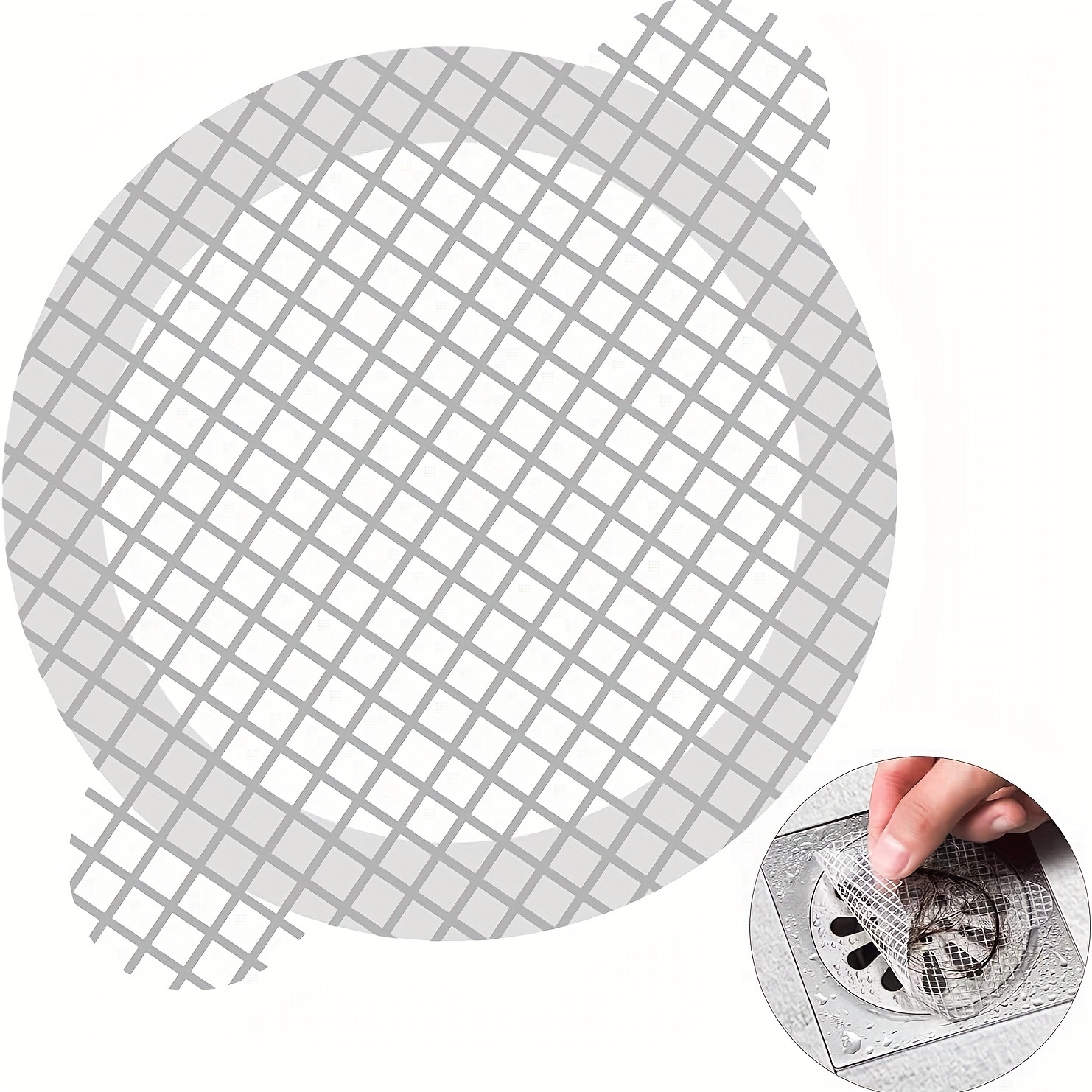 25 Pack Disposable Shower Drain Hair Catcher, Waterproof and Adhesive Drain Hair Catcher, Easy to Install Round Mesh Drain Cover