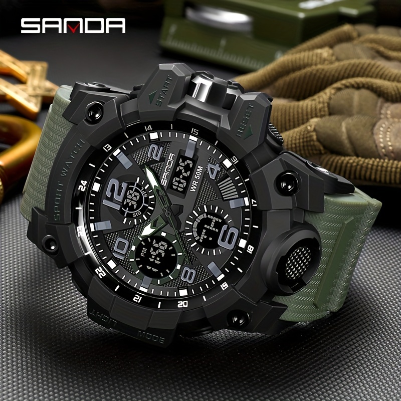 Reloj deportivo analógico para hombres Reloj militar Al aire libre De doble  pantalla impermeable Reloj táctico del ejército