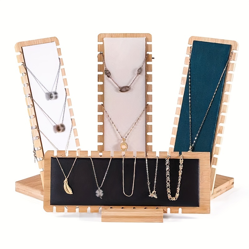 YQG Joyero de bambú para collar, expositor de joyas, collar,  tablón de madera, soporte de almacenamiento para collares, soporte de  almacenamiento de collares, soporte de exhibición de joyas, juego de 2