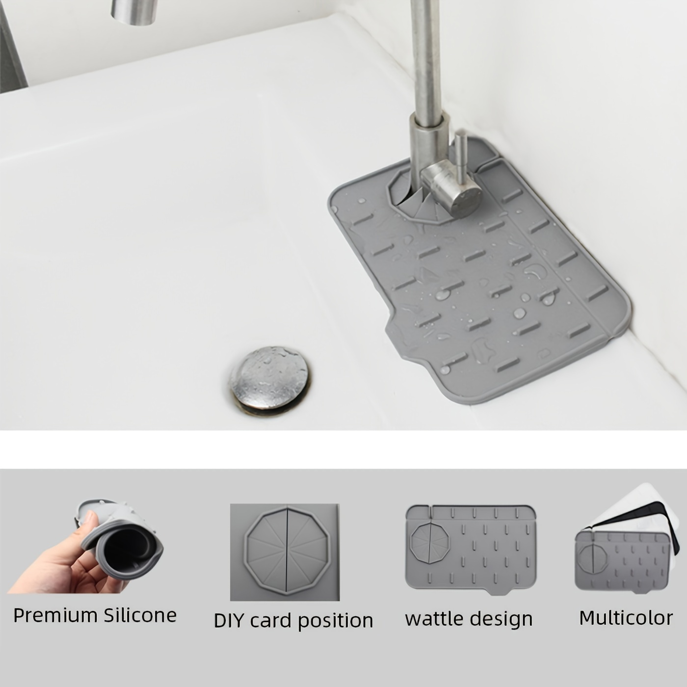 Splash Guard Faucet Draining Mat Drying Mat Non-Slip Drain Pad