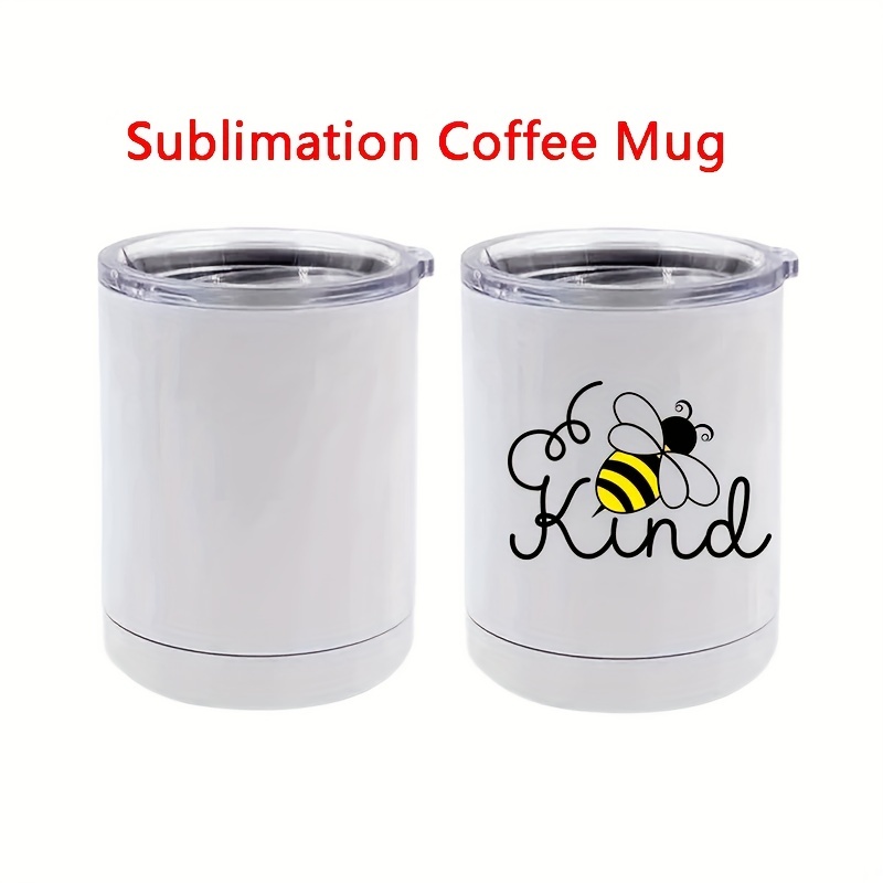 10 oz Sublimation Straight Coffee Mug with Lid and Handle
